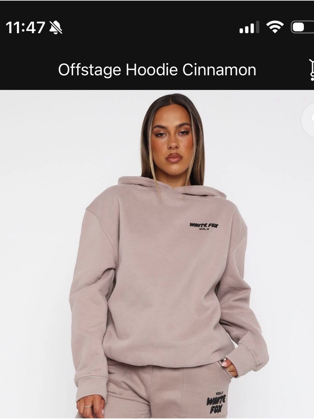 White Fox Offstage Hoodie in Cinnamon Size S/M